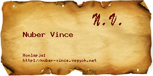 Nuber Vince névjegykártya